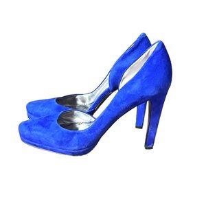 Marc Fisher Nayara Women’s Blue Velvet Almond Stiletto High Heels Size 9M Pumps